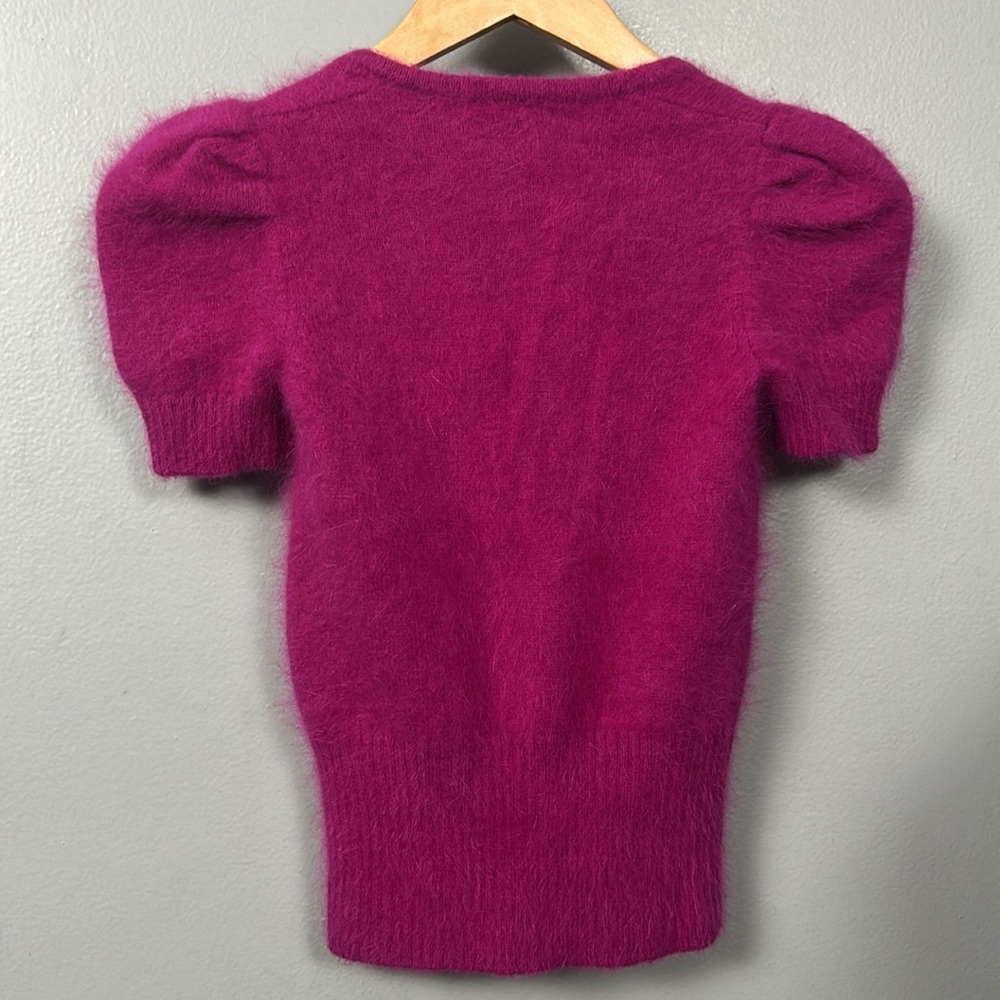 Moda International Angora Blend Sweater Sweat heart neckline size XS puff sleeve - Picture 11 of 11